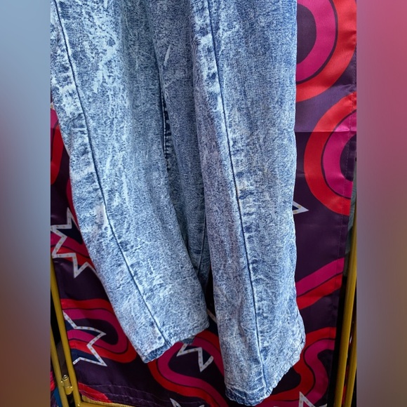 Vintage Beret Boiler Suit Jumpsuit Denim Acid Wash Zip Batwing Dolman 80s Jean - Picture 12 of 15